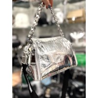 Сумка женская чемоданчик 2 ремешка натуральная кожа Цвет: Пудра, Бронза