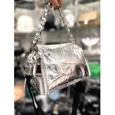 Сумка жіноча валізка 2 ремінці натуральна шкіра Колір: Пудра, Бронза