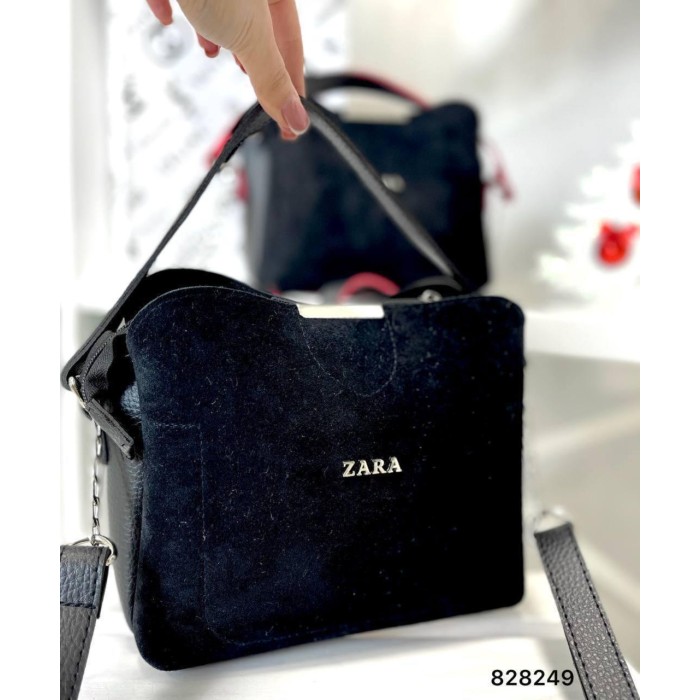 Сумка жіноча 3-віддела екошкіра/натуральна замша. Чорний крокодил, Шоколад, Чорна замша Чорна замша