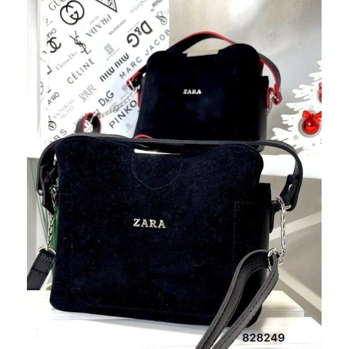 Сумка жіноча 3-віддела екошкіра/натуральна замша. Чорний крокодил, Шоколад, Чорна замша Чорна замша