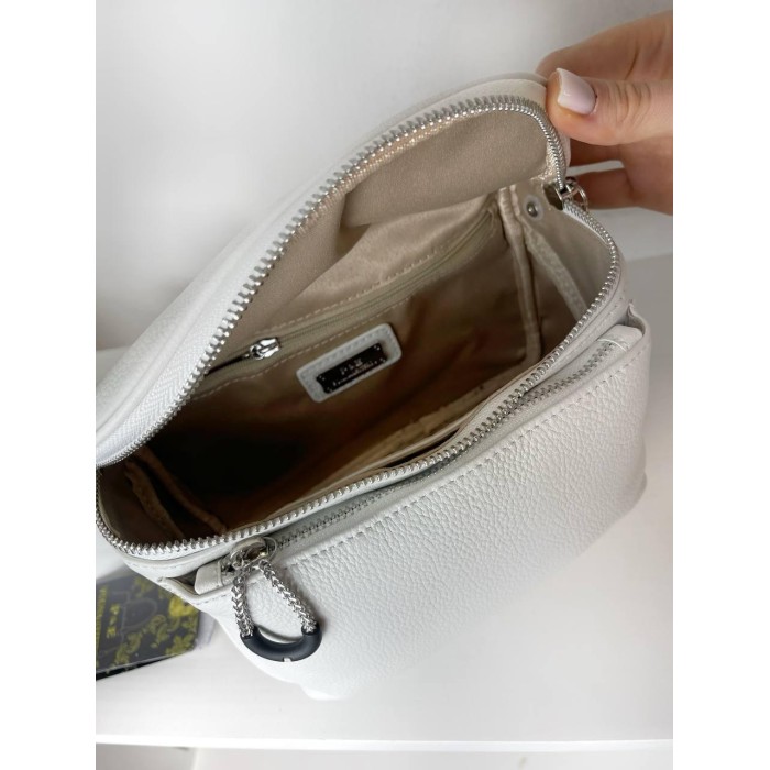 Сумка/валізка жіноча ланцюжки з натуральної шкіри Чорна, Біла