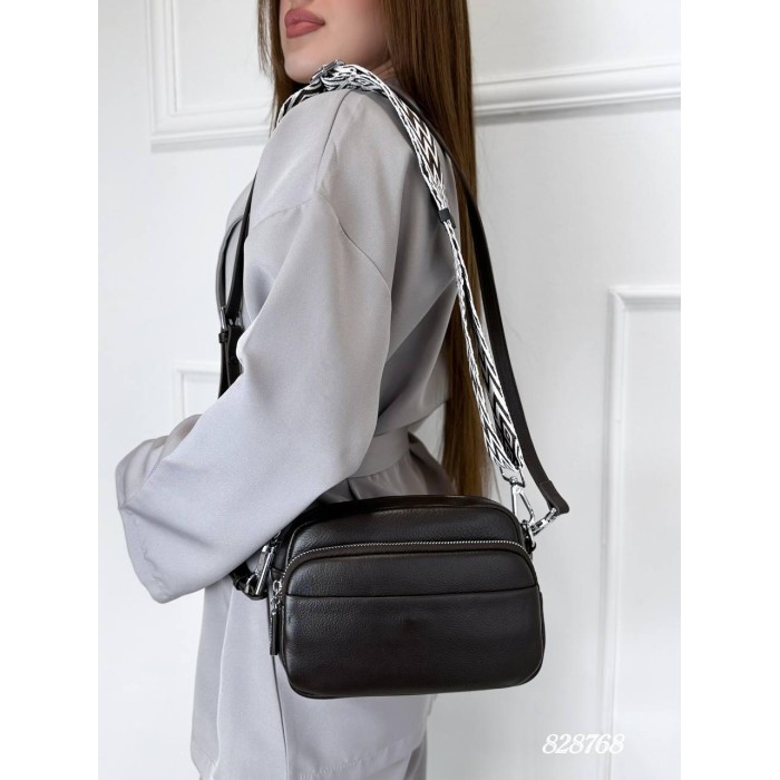 Сумка жіноча кросбоді 2 ременя натуральна шкіра Беж