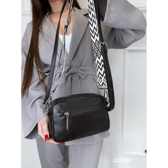 Сумка жіноча кросбоді 2 ременя натуральна шкіра Беж