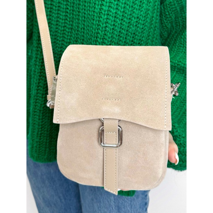 Сумка жіноча натуральна замша/шкіра колір: Беж