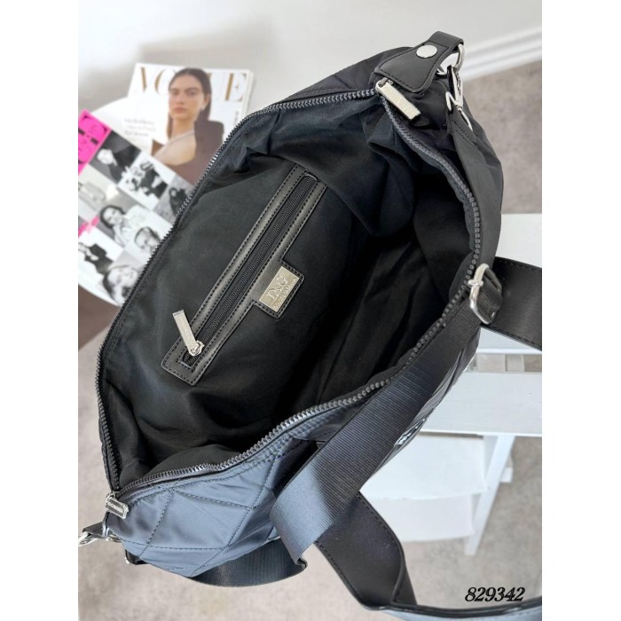 Сумка трансформер комбінована шкіра /текстиль щільний водостійкий Чорна