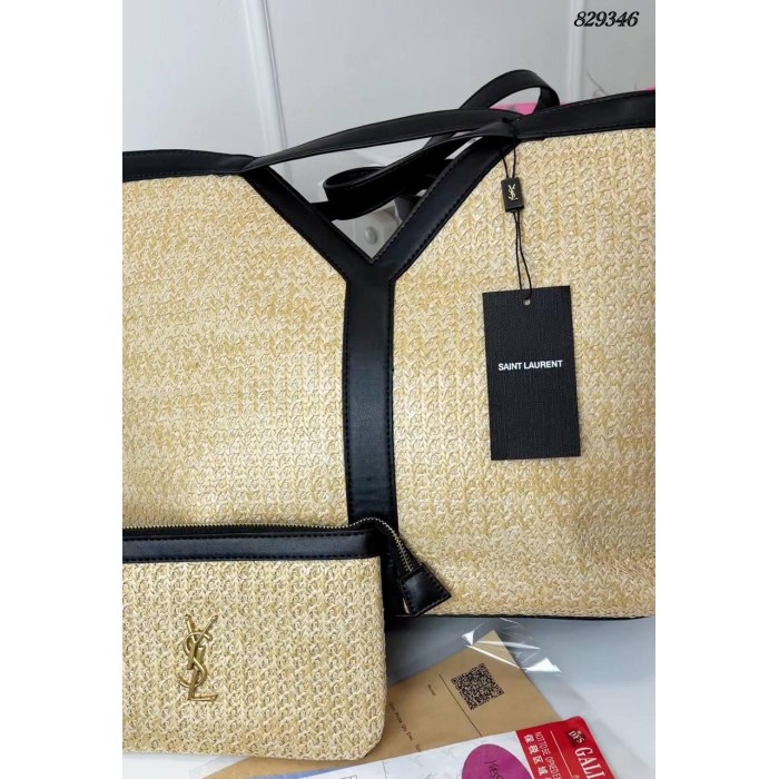 Сумка жіноча Шопер 2/1 комбінована щільна рогожка люкс/ шкіра колір: Беж