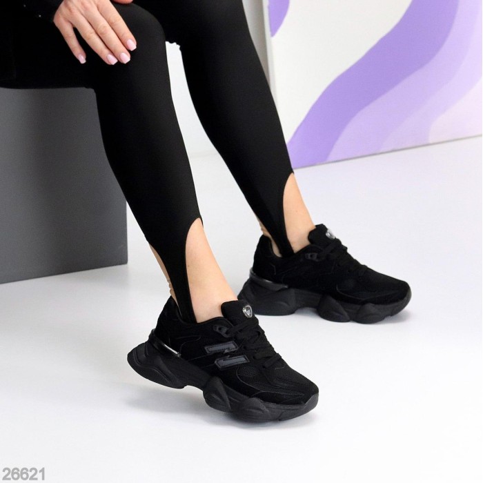 Кросівки жіночі екозамша/текстиль колір чорний на 35,36,37,39р.