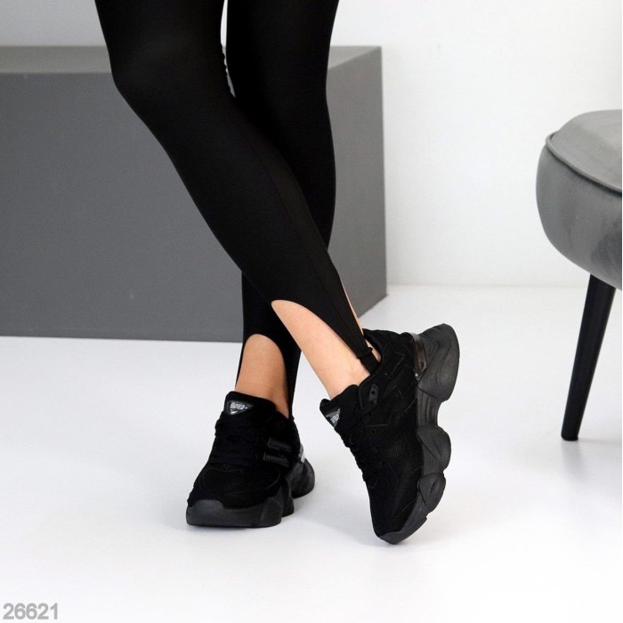 Кросівки жіночі екозамша/текстиль колір чорний на 35,36,37,39р.