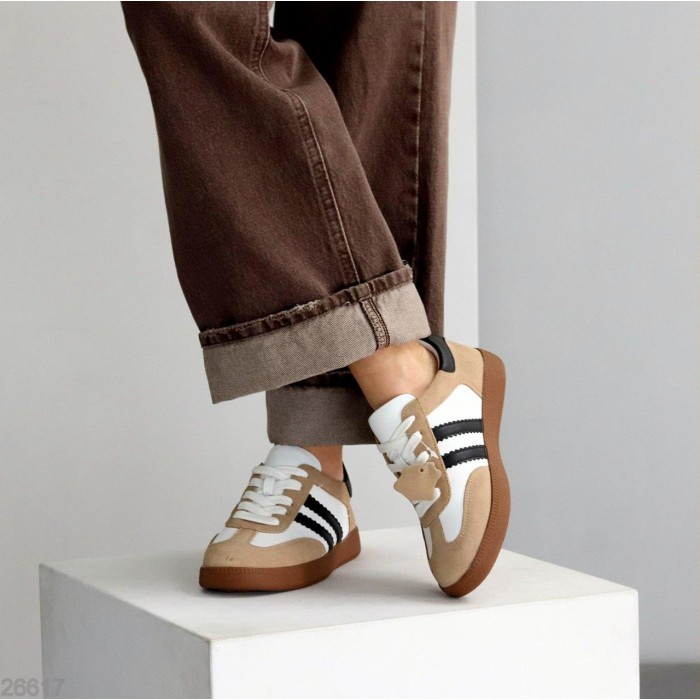 Кеди жіночі натуральна-шкіра/натуральна-замша колір-беж 36,39,41р