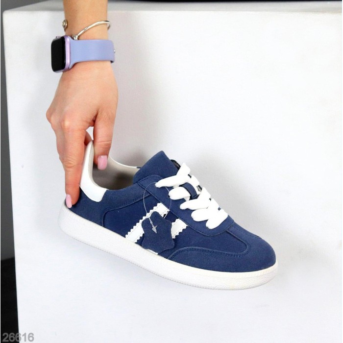 Кеди жіночі натуральна-шкіра/натуральна-замша колір-синій 36,37,38,39,40,41р