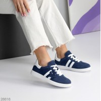 Кеды женские натуральная-кожа/натуральная-замша цвет-синий 36,37,38,39,40,41р