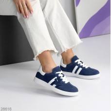 Кеди жіночі натуральна-шкіра/натуральна-замша колір-синій 36,37,38,39,40,41р