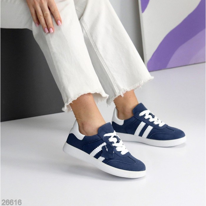 Кеди жіночі натуральна-шкіра/натуральна-замша колір-синій 36,37,38,39,40,41р