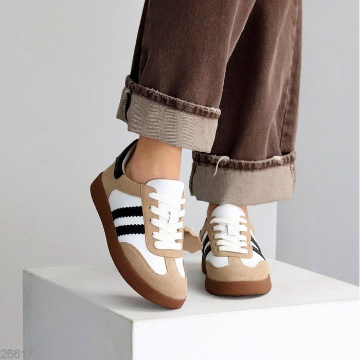 Кеди жіночі натуральна-шкіра/натуральна-замша колір-беж 36,39,41р