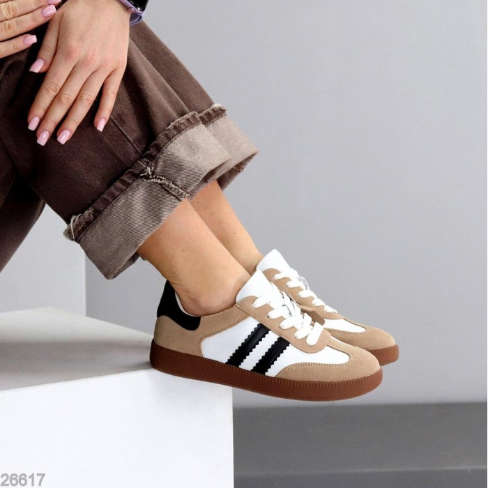 Кеди жіночі натуральна-шкіра/натуральна-замша колір-беж 36,39,41р