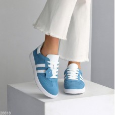 Кеди жіночі натуральна-шкіра/замша колір блакитний 38,39,40,41р.