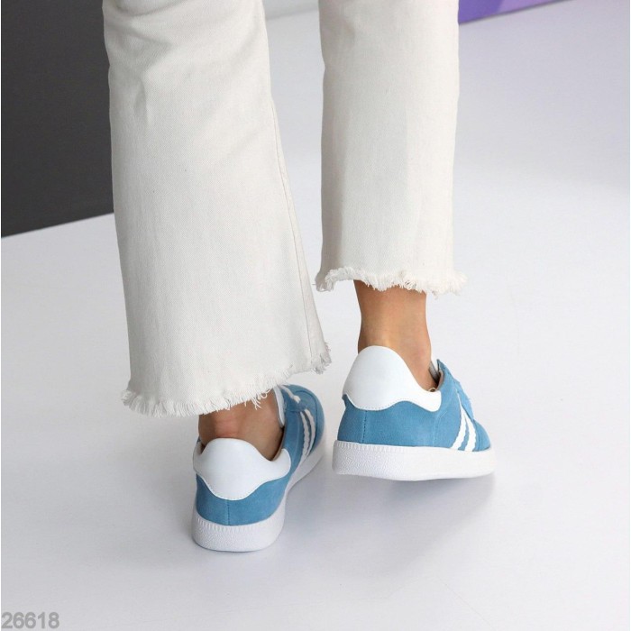 Кеди жіночі натуральна-шкіра/замша колір блакитний 38,39,40,41р.