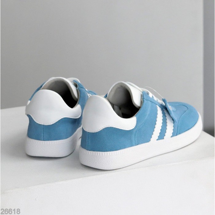 Кеди жіночі натуральна-шкіра/замша колір блакитний 38,39,40,41р.