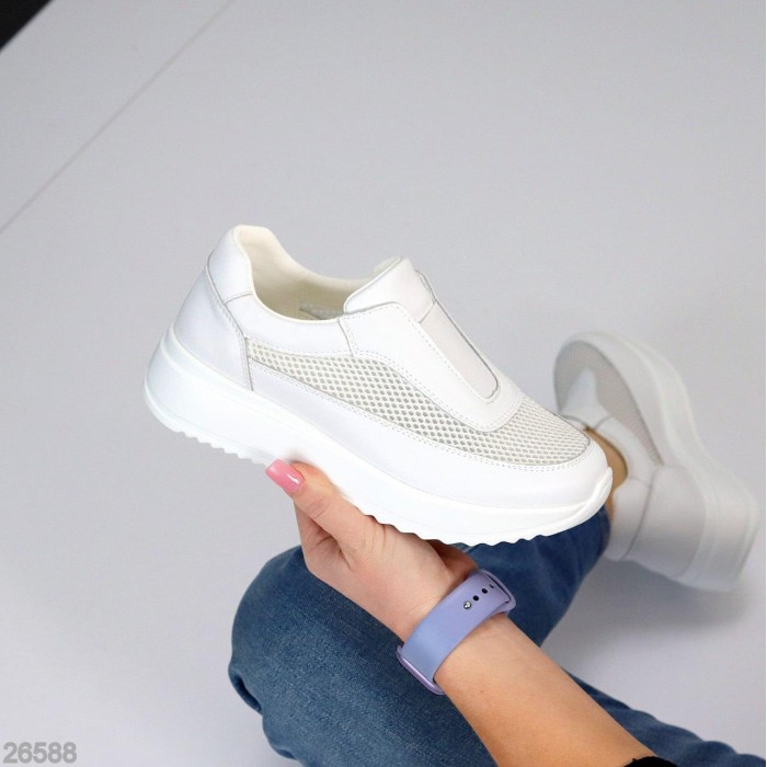 Кросівки жіночі натуральна шкіра/текстиль білі на 35.5,36,37,38,39,40р