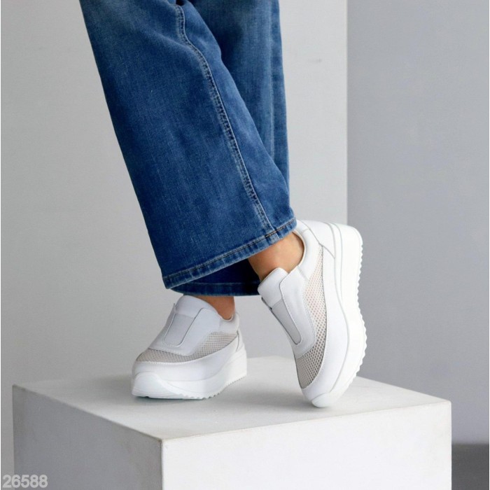 Кросівки жіночі натуральна шкіра/текстиль білі на 35.5,36,37,38,39,40р