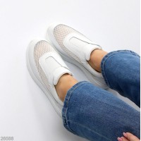 Кроссовки женские натуральная кожа/текстиль белые на 35.5,36,37,38,39,40р