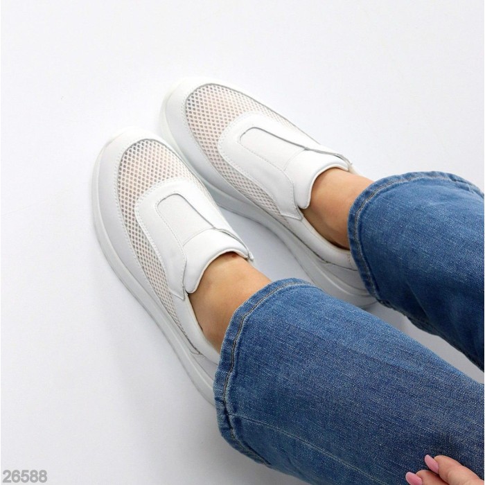 Кросівки жіночі натуральна шкіра/текстиль білі на 35.5,36,37,38,39,40р