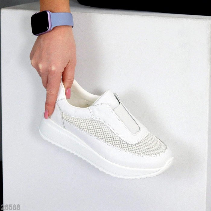 Кросівки жіночі натуральна шкіра/текстиль білі на 35.5,36,37,38,39,40р