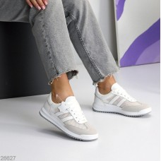 Кеди жіночі натуральна шкіра/замша колір-білий/сірий на 35.5,36,37,39,40,41р.