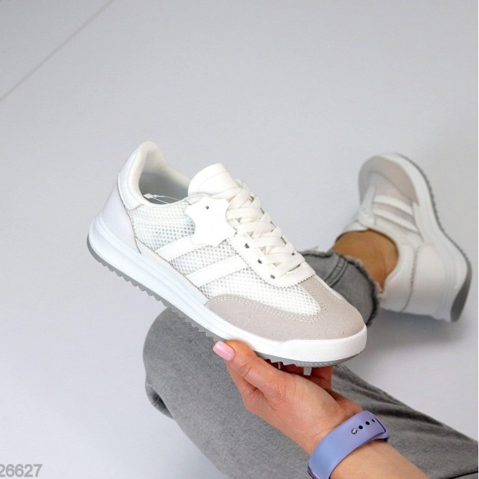 Кеди жіночі натуральна шкіра/замша колір-білий/сірий на 35.5,36,37,39,40,41р.