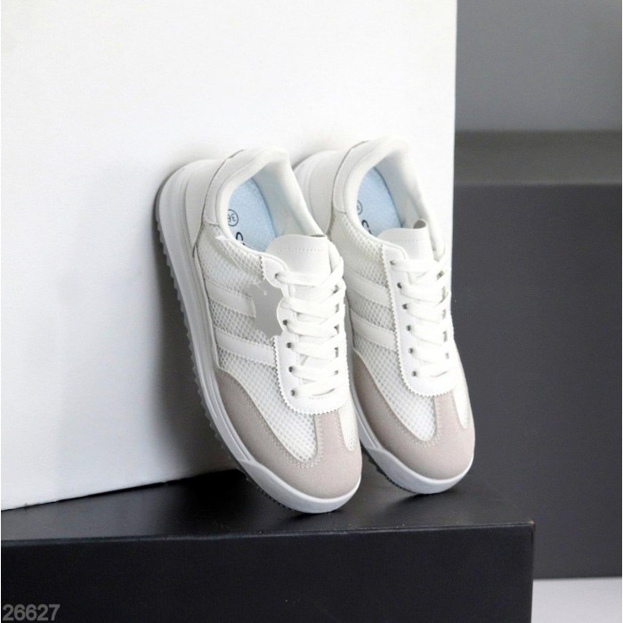 Кеди жіночі натуральна шкіра/замша колір-білий/сірий на 35.5,36,37,39,40,41р.