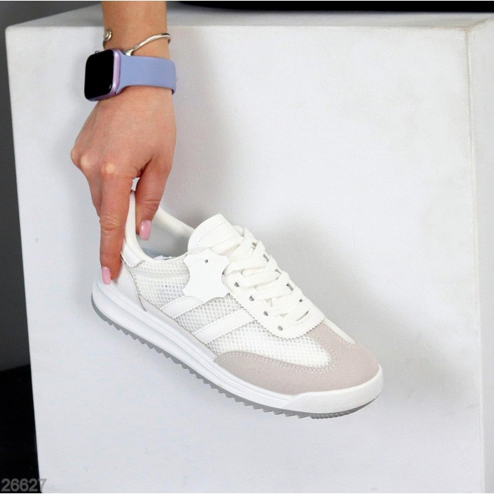 Кеди жіночі натуральна шкіра/замша колір-білий/сірий на 35.5,36,37,39,40,41р.