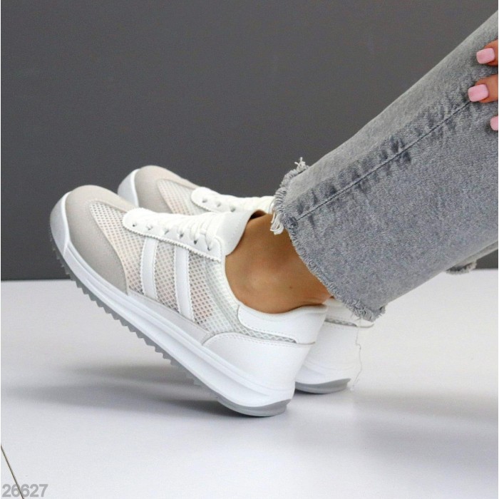 Кеди жіночі натуральна шкіра/замша колір-білий/сірий на 35.5,36,37,39,40,41р.