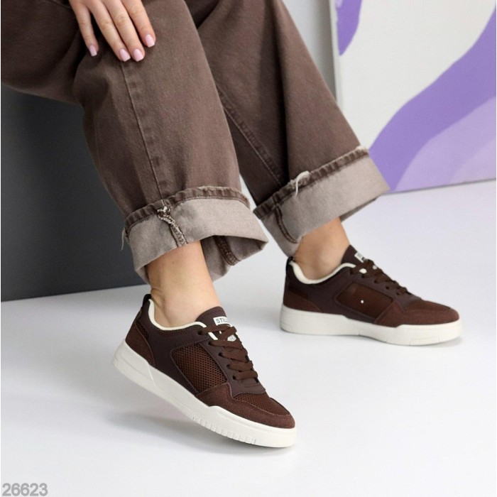 Кеди жіночі натуральна-шкіра/замша колір-шоколад на 35.5,36,37,38,39,40р