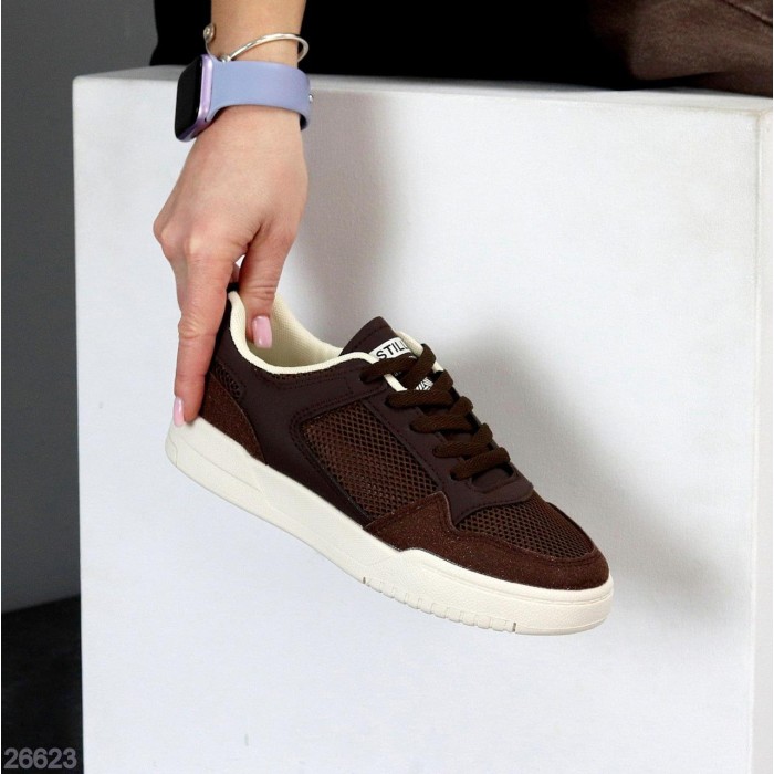 Кеди жіночі натуральна-шкіра/замша колір-шоколад на 35.5,36,37,38,39,40р