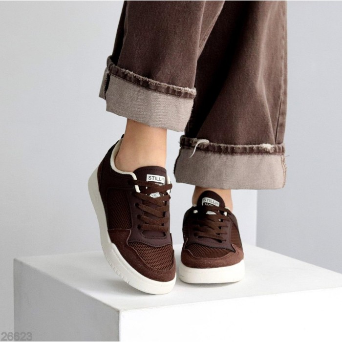 Кеди жіночі натуральна-шкіра/замша колір-шоколад на 35.5,36,37,38,39,40р