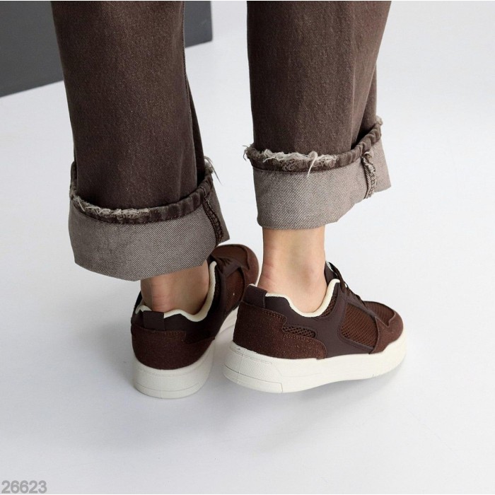 Кеди жіночі натуральна-шкіра/замша колір-шоколад на 35.5,36,37,38,39,40р