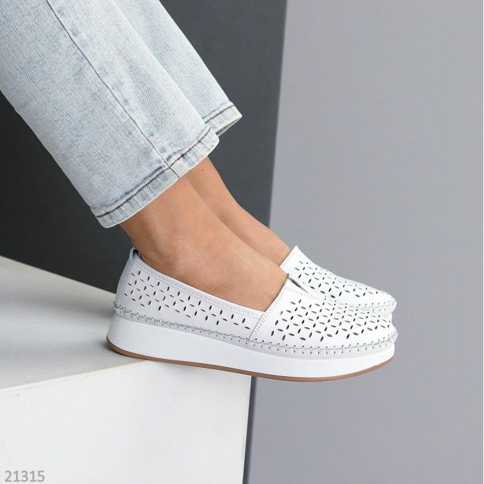 Мокасини жіночі натуральна шкіра білі 36,38,39,40,41р