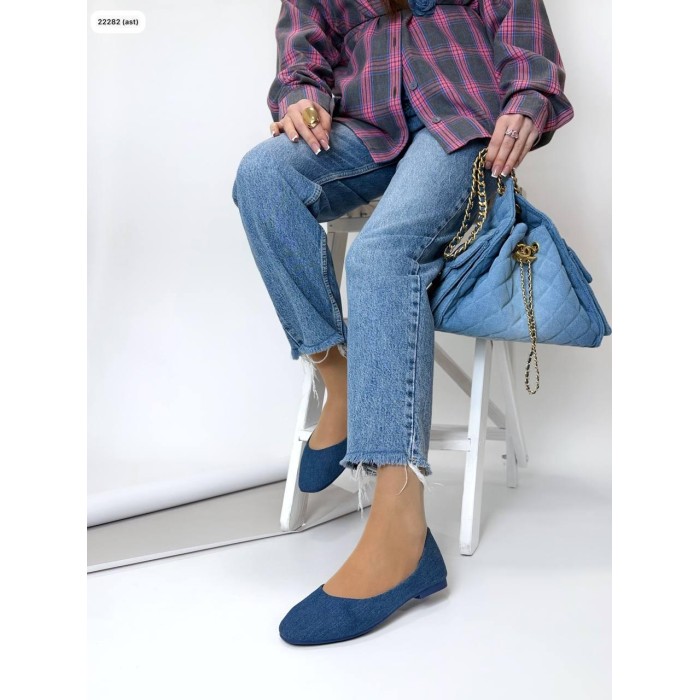 Балетки жіночі взуттєвий текстиль колір: Синій джинс 36,38,39,40,41р