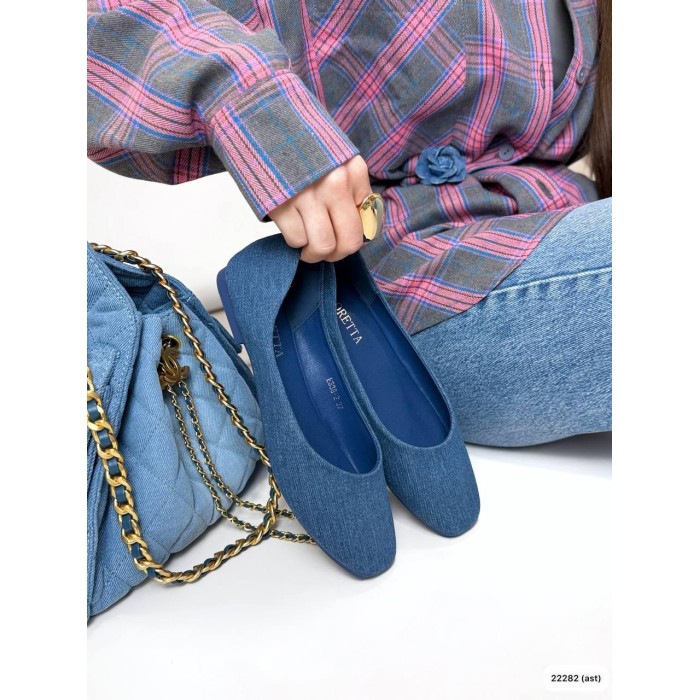 Балетки жіночі взуттєвий текстиль колір: Синій джинс 36,38,39,40,41р