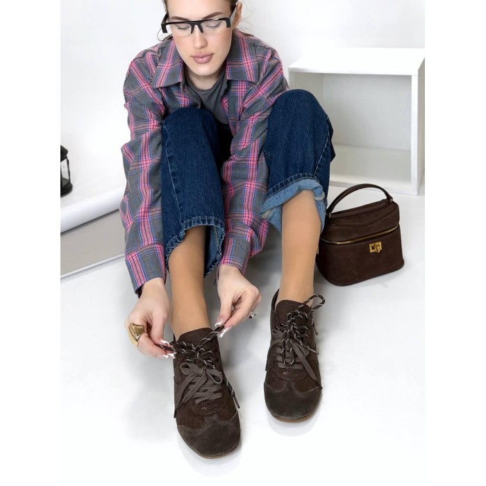 Кеди жіночі натуральна замша/шкіра колір: шоколад на 36,37,38,39,40р.