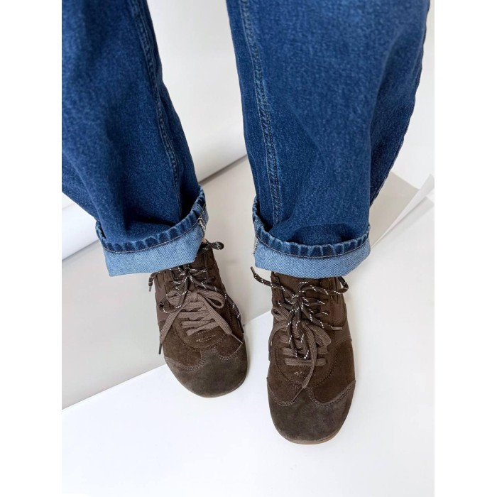 Кеди жіночі натуральна замша/шкіра колір: шоколад на 36,37,38,39,40р.