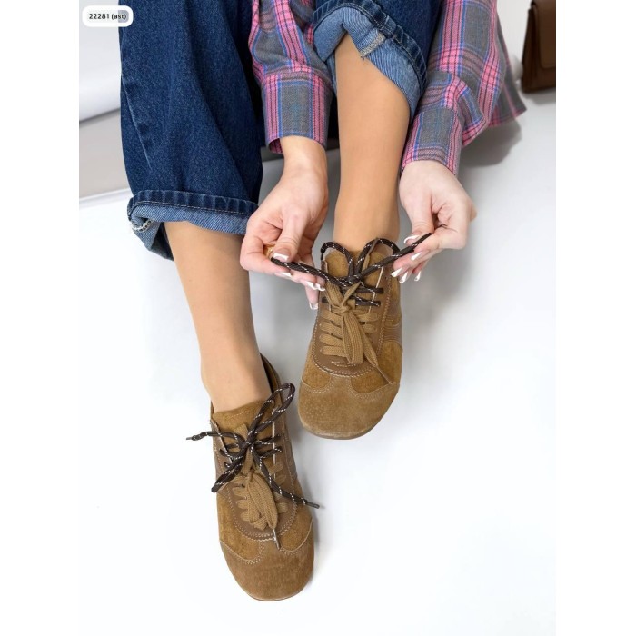 Кеди жіночі натуральна замша/шкіра колір: кемел на 36,37,38,39,40р.