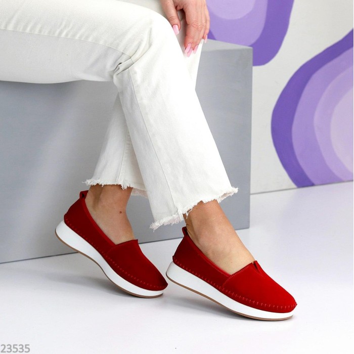 Мокасини жіночі натуральна замша червоні 36,37,38,39,40,41р