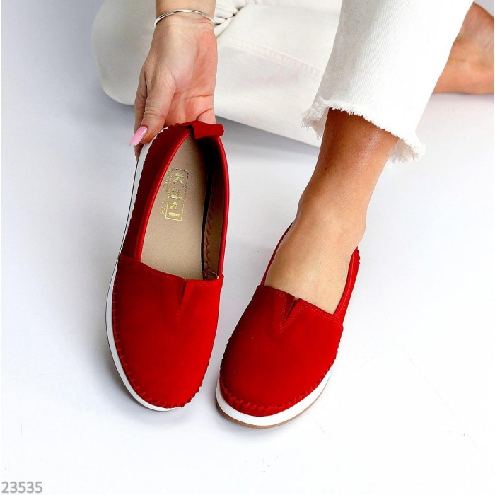 Мокасини жіночі натуральна замша червоні 36,37,38,39,40,41р