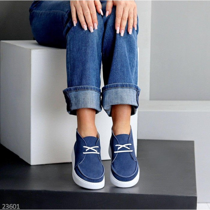 Черевики жіночі натуральна замша колір-синій деми 36,37,38,39,40р