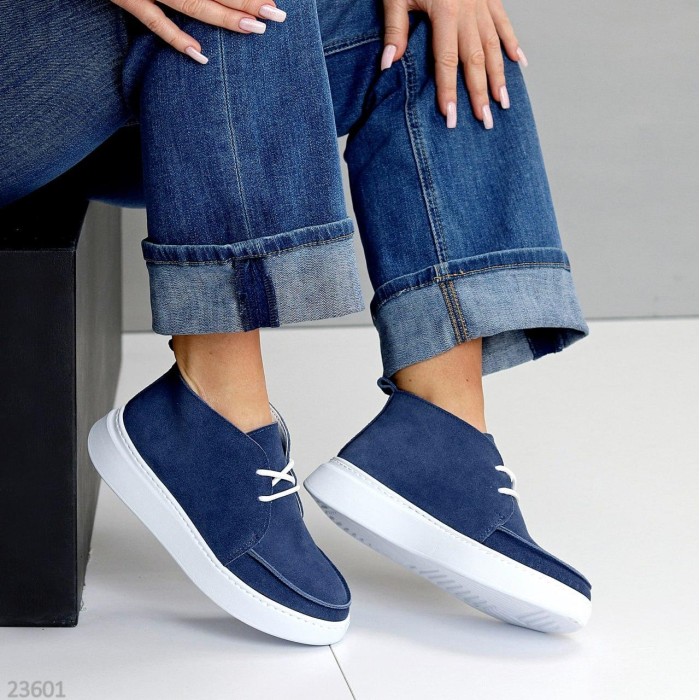 Черевики жіночі натуральна замша колір-синій деми 36,37,38,39,40р