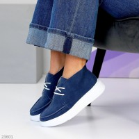 Ботинки женские натуральная замша цвет-синий деми 36,37,38,39,40р