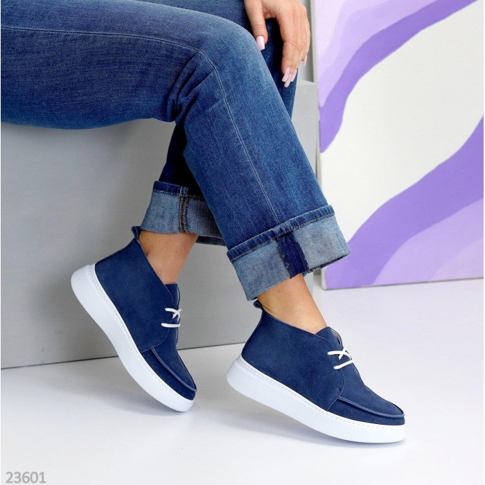 Черевики жіночі натуральна замша колір-синій деми 36,37,38,39,40р