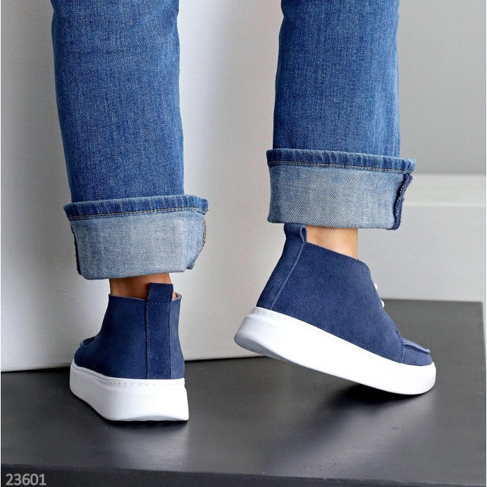 Черевики жіночі натуральна замша колір-синій деми 36,37,38,39,40р