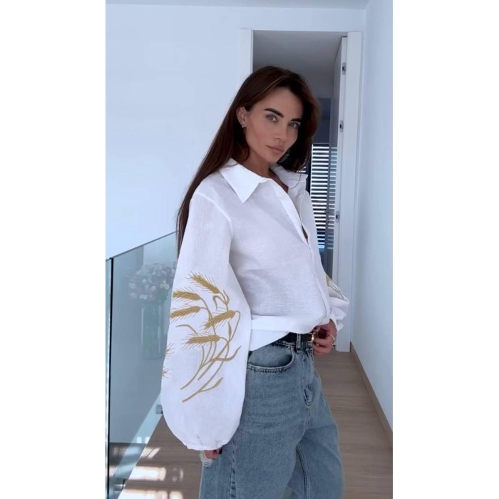 Вишиванка жіноча бавовна Туреччина біла S M L